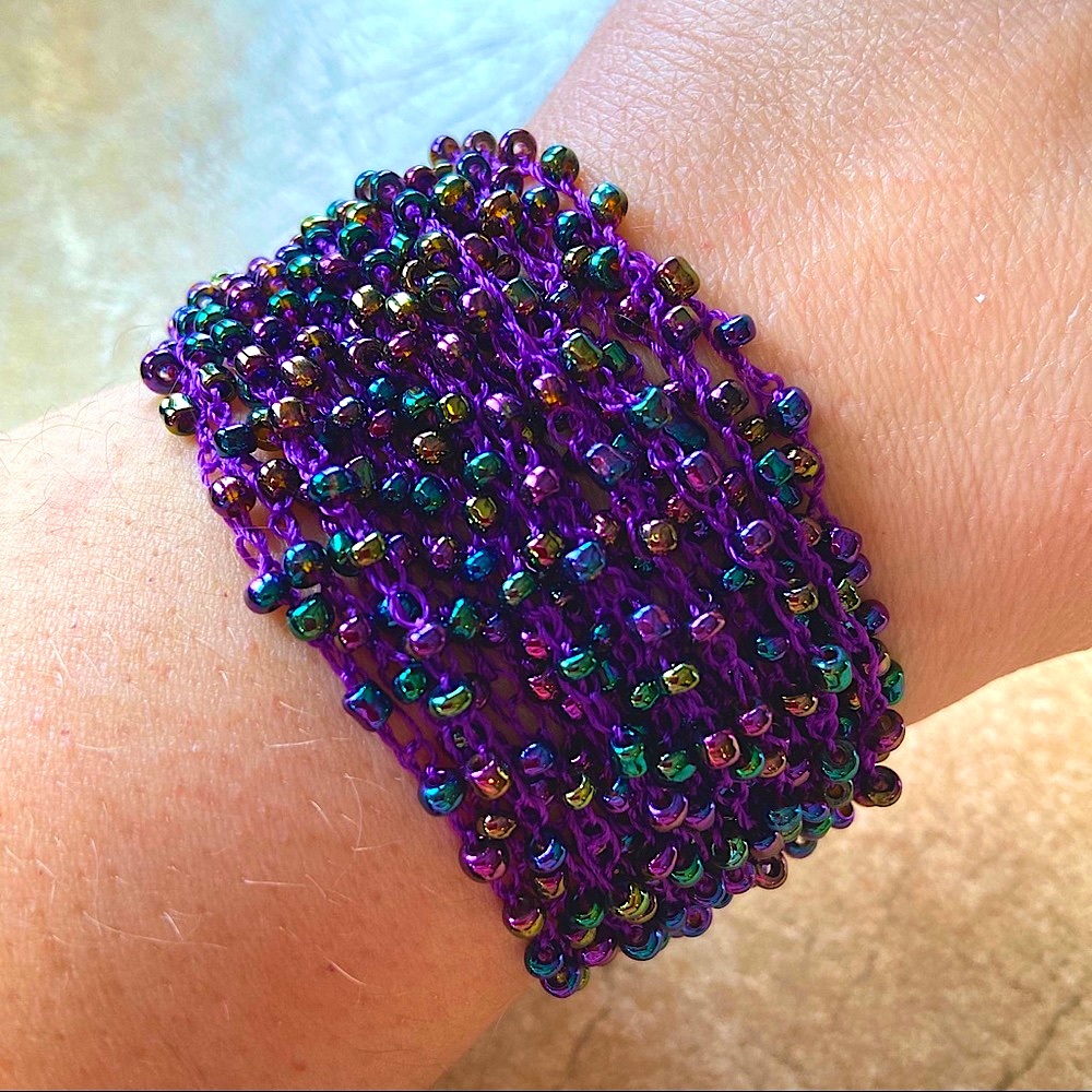 Bracelet Seed Bead Cuff NEW-Purple